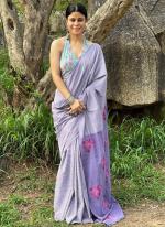 Mono Cotton Lavender Daily Wear Printed Saree